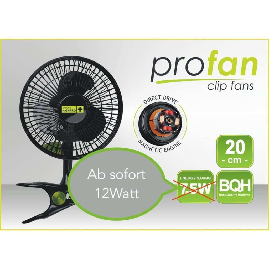  - Clip Ventilator | 12 Watt | Ø20cm mit Stangenclip | Garden Highpro -  