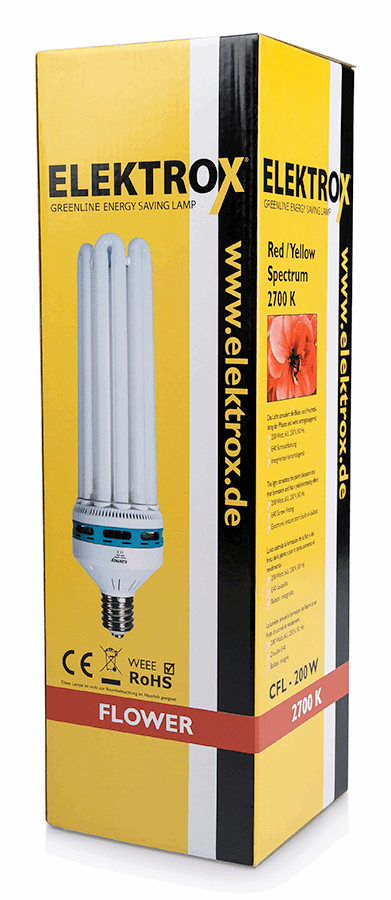  - Energiesparlampe Elektrox Flower 200 W, 2700 K, 6U, E40-Fassung, für Blüte -  