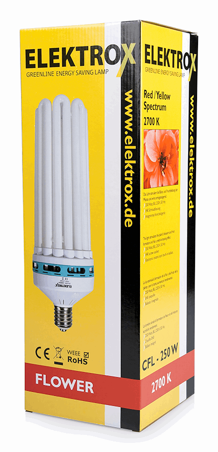  - Energiesparlampe Elektrox Flower 250 W, 2700 K, 8U, E40-Fassung, für Blüte -  