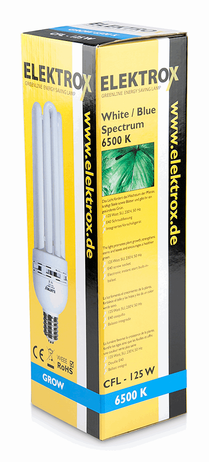  - Energiesparlampe Elektrox Grow 125 W, 6500 K, 5U, E40-Fassung, für Wachstum -  
