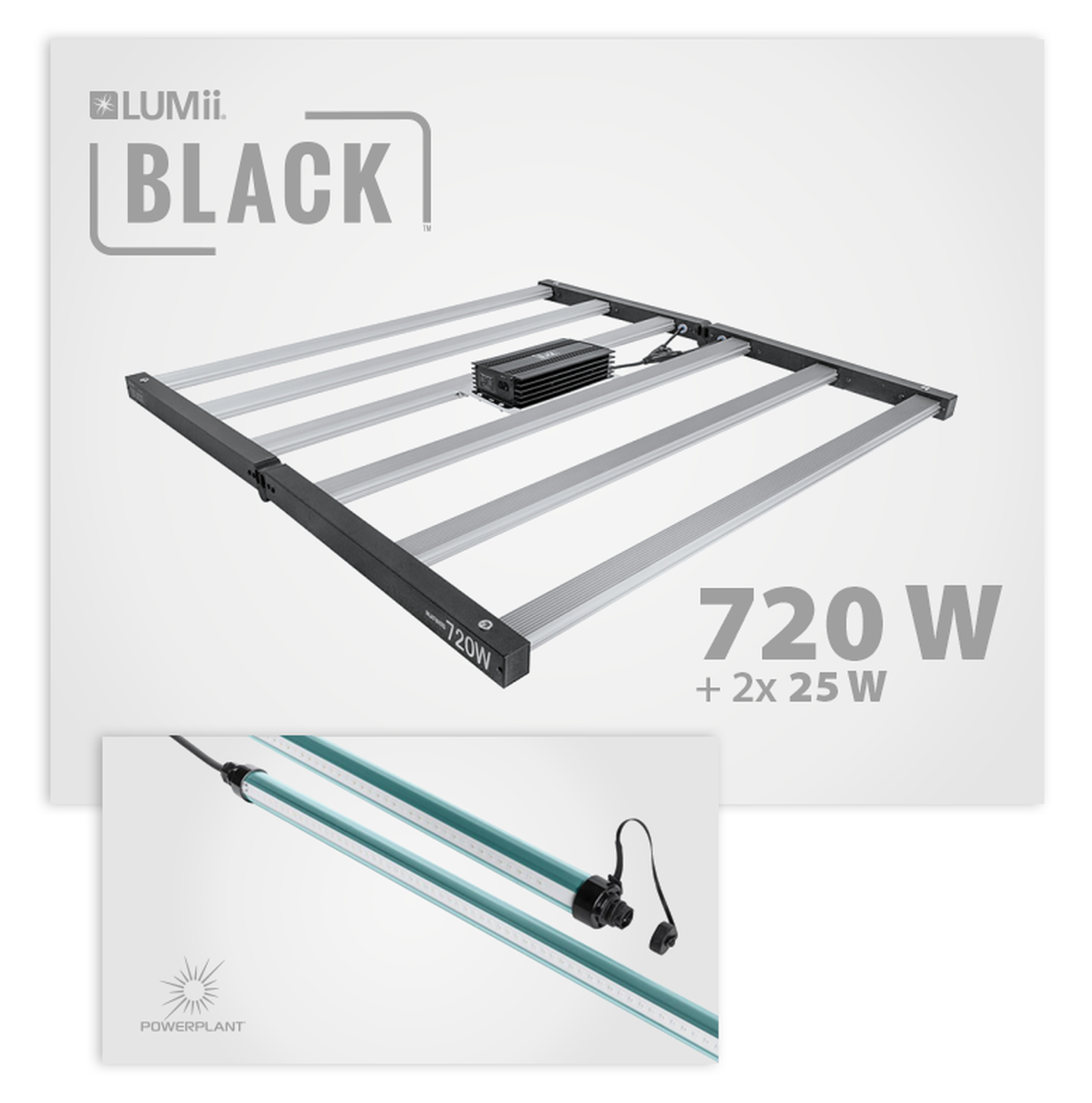  - Lumii Black, 720W LED + 2 x 25W Powerplant UV/FR LED-Leiste, Bundle -  