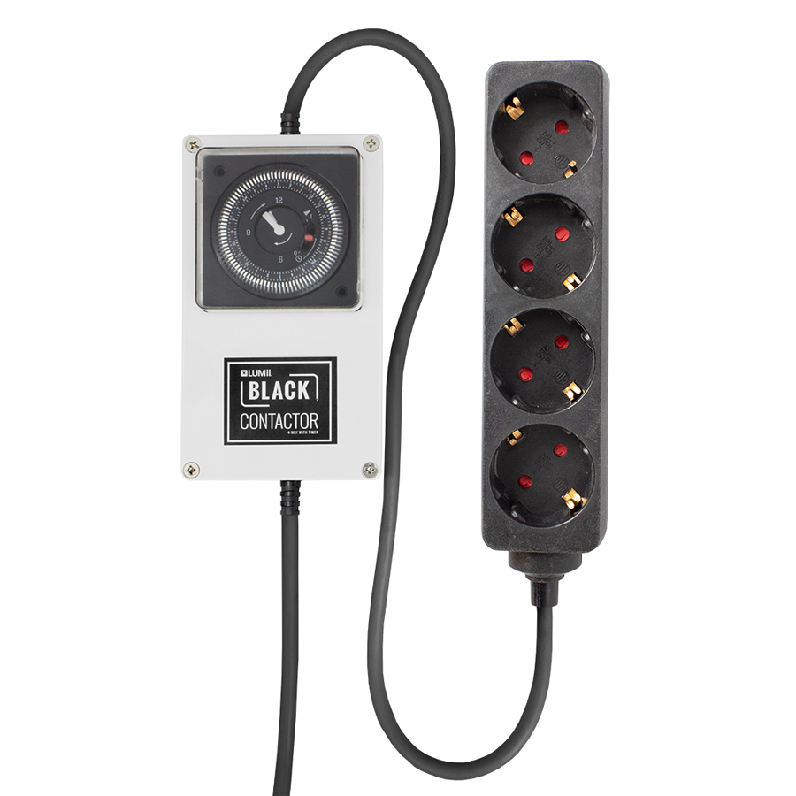  - LUMii BLACK, Zeitschaltuhr mit 4-fach Steckerleiste, Schuko Timer Box Relais -  