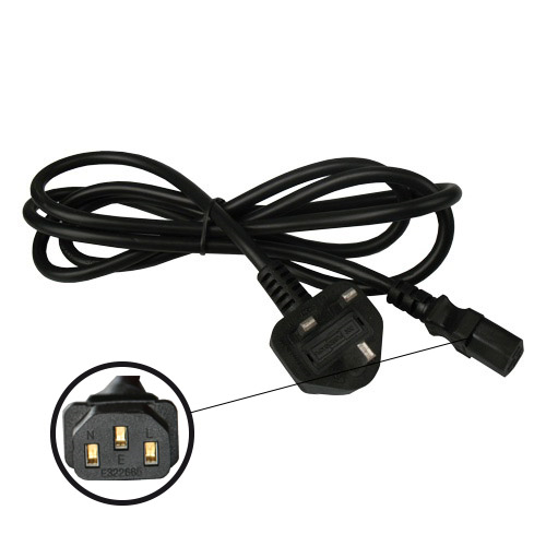  - Netzkabel mit IEC-Connector, weiblich, UK-Stecker, ø 1,5 mm, 2 m -  