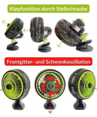  - Oszillierender Ventilator | 20 Watt | Standfuß mit Clip und Stangenclip | Garden Highpro -  
