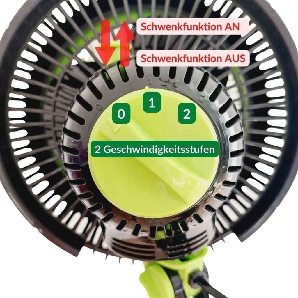  - Oszillierender Ventilator | 20 Watt | Standfuß mit Clip und Stangenclip | Garden Highpro -  