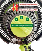  - Oszillierender Ventilator | 20 Watt | Standfuß mit Clip und Stangenclip | Garden Highpro -  
