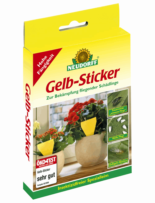  - Gelbsticker, zur Bekämpfung von fliegenden Schädlingen, H = 13 cm, 10 Stk./Pckg - VOC-frei -  