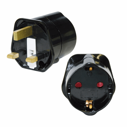  - Adapter Schutzkontakt EU / UK, max. Belastbarkeit: 13 A, 250 V, mit Kinderschutz -  