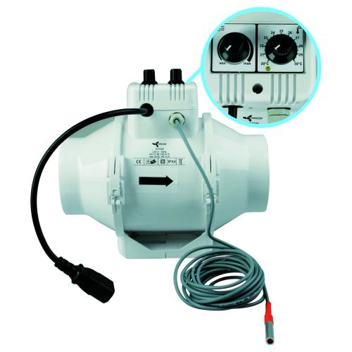  - Ventilution Mixed In-Line mit Klimaregler, 100/187 m³/h, 100 mm, IEC Connector -  