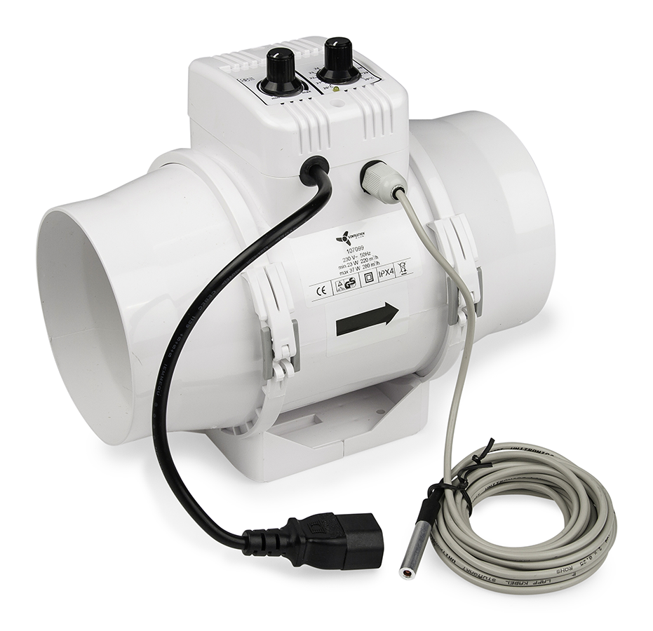  - Ventilution Mixed In-Line, mit Klimaregler, 220/280 m³/h, 125 mm, IEC-Connector -  