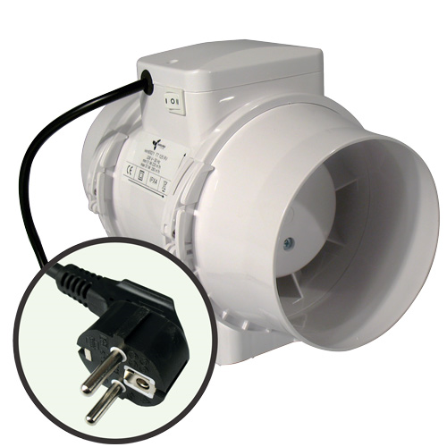  - Ventilution Mixed In-Line, 220/280m³/h, 125 mm, inkl. Netzkabel + Schuko-Stecker -  
