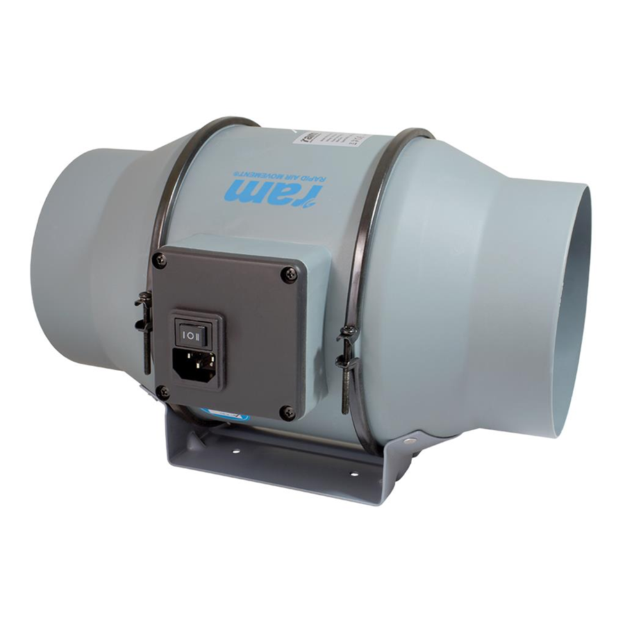 - RAM Mixed-Flow Inline Rohrventilator, 150 mm, 517 m³/h + EU Netzkabel mit IEC-Connector -  