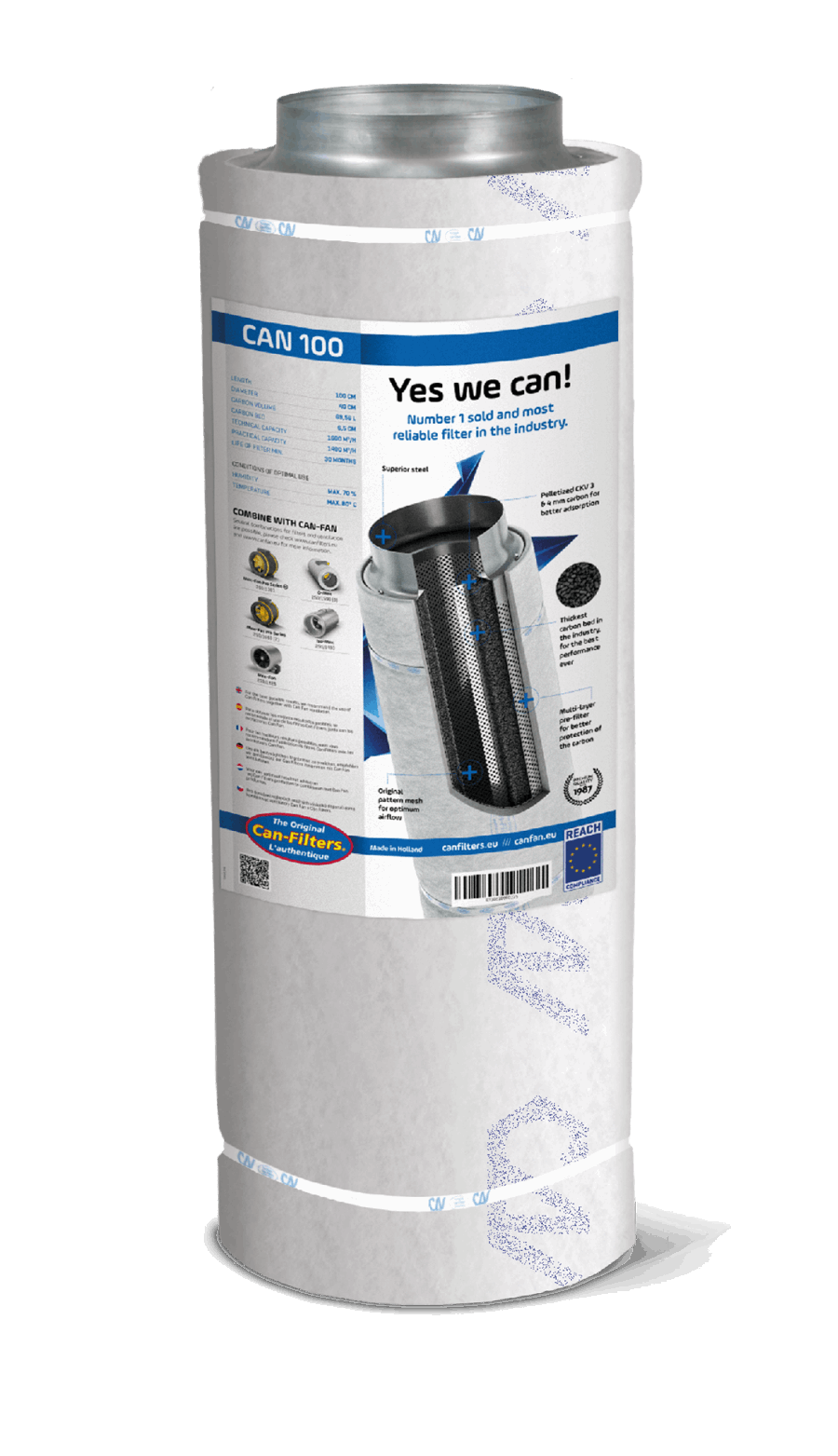  - CAN100BFT, Aktivkohlefilter, 1400 m³/h, ø 250 mm -  